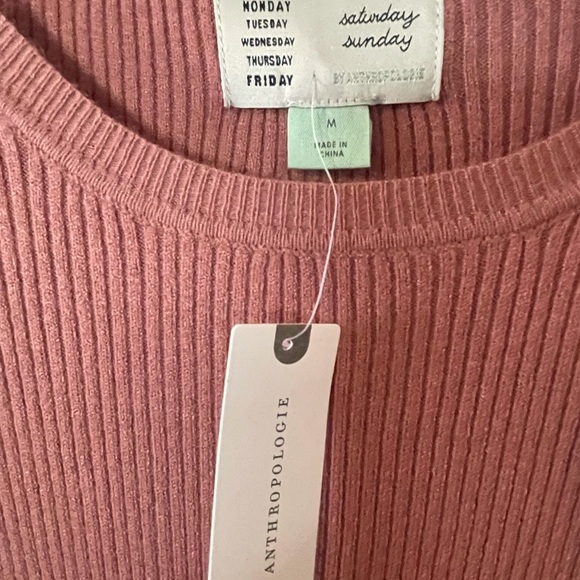 Anthropologie Saturday Sunday Parvati Knit Midi Dress Medium Rose Pink Striped - Picture 5 of 7